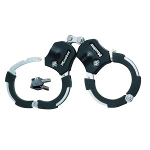 Master Lock Street Cuff 8200EURDPRO Schellenschloss in Schwarz-Silber mit Schlüsseln.