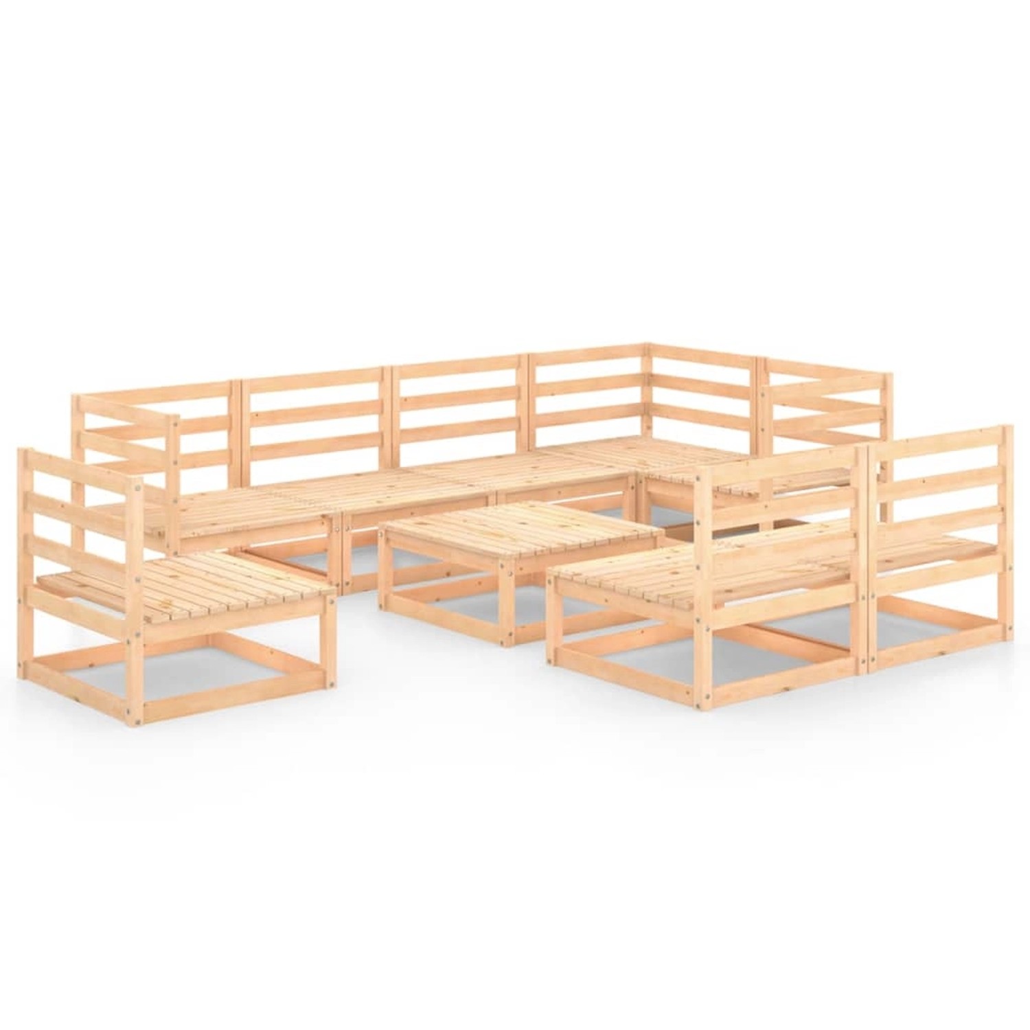 vidaXL 9-tlg Garten-Lounge-Set Massivholz Kiefer Modell 3 günstig online kaufen