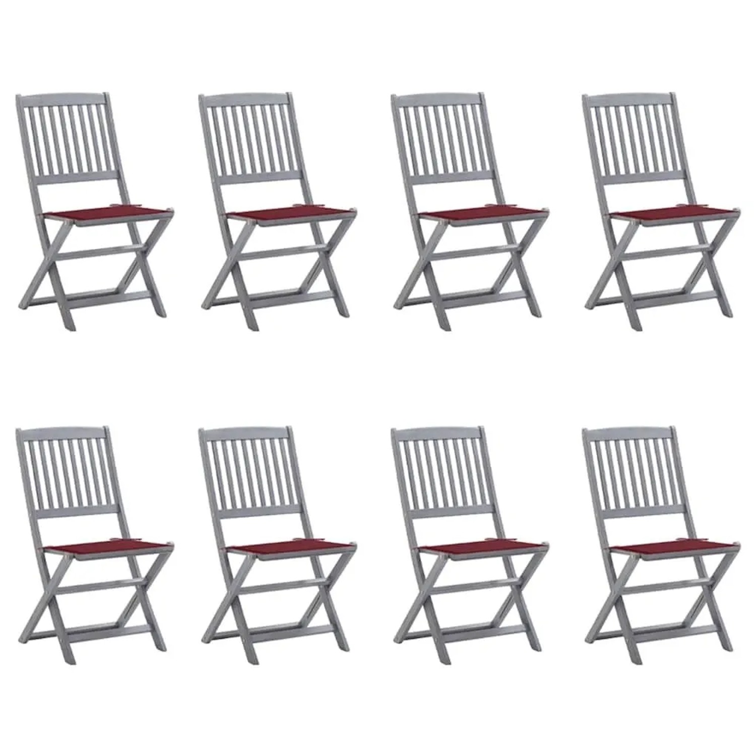 vidaXL Klappbare Gartenstühle 8 Stk mit Kissen Massivholz Akazie 3078299