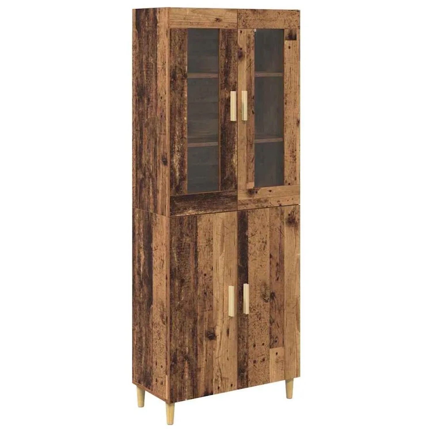 vidaXL Highboard Altholz 69,5 x 34 x 180 cm Engineered Wood und Glas 341574 günstig online kaufen