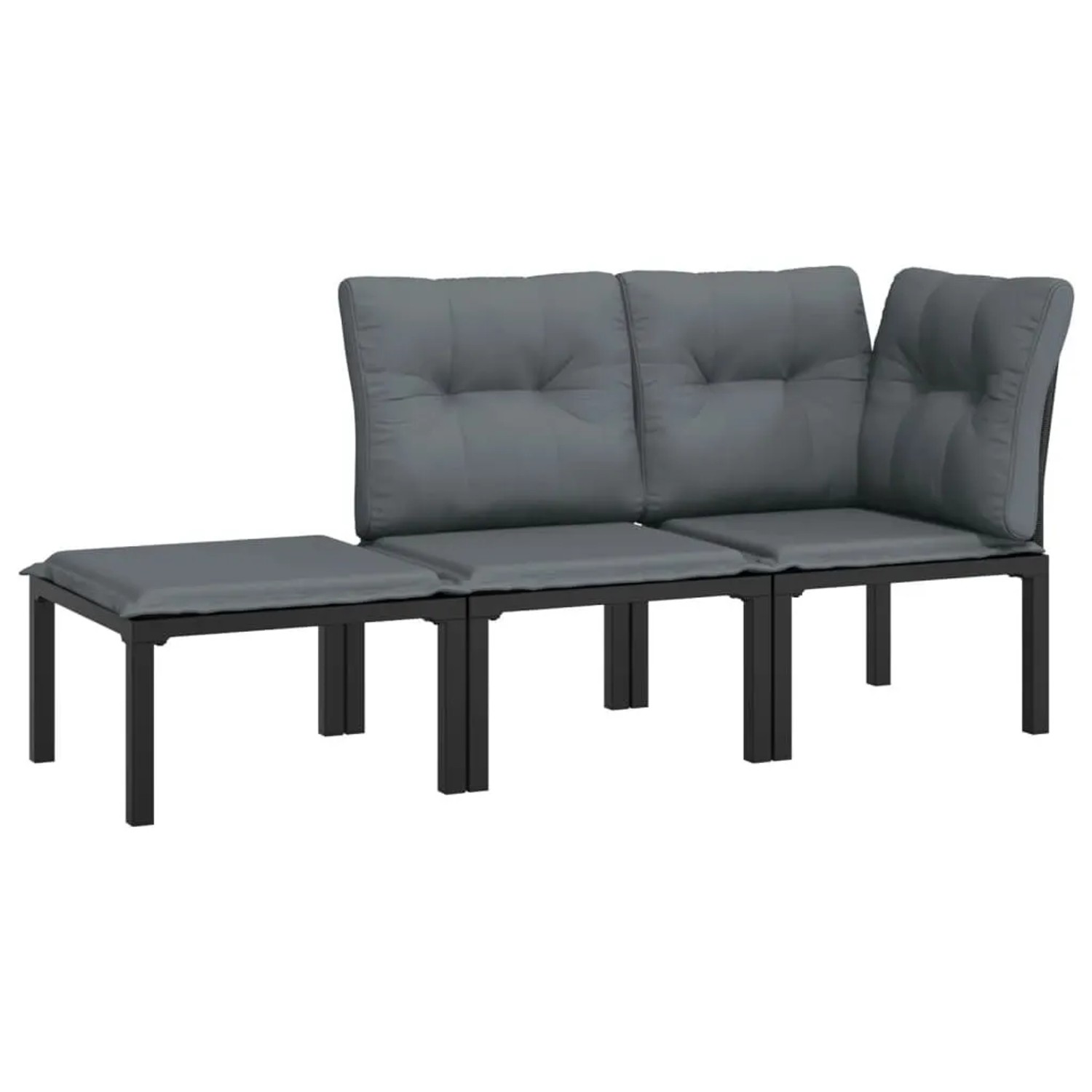 vidaXL 3-Tlg Garten-Lounge-Set Schwarz und Grau Poly Rattan 362806