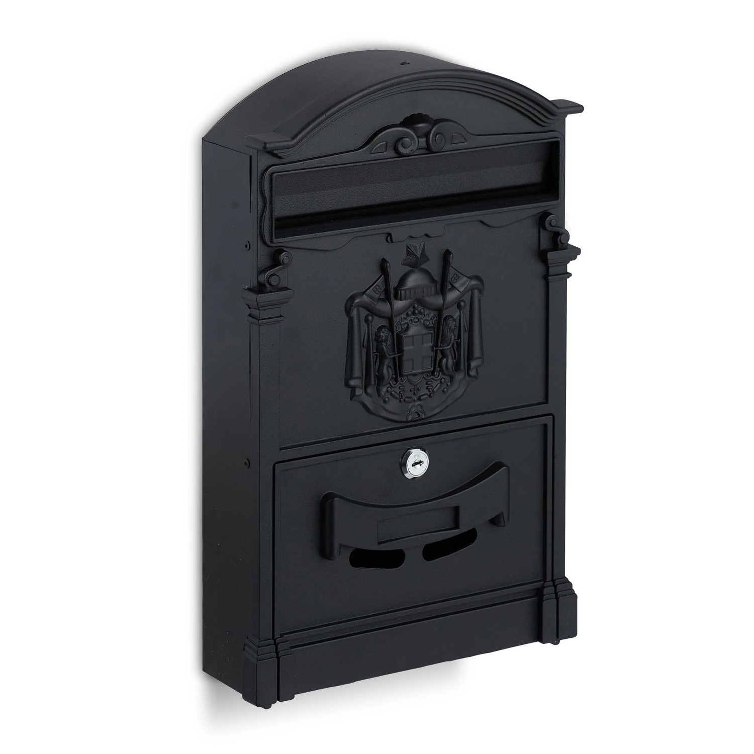 Relaxdays Briefkasten Stahl Schwarz Mit Zeitungsfach Abschließbar 41 cm x 25,5 cm x 9 cm 1,7 kg
