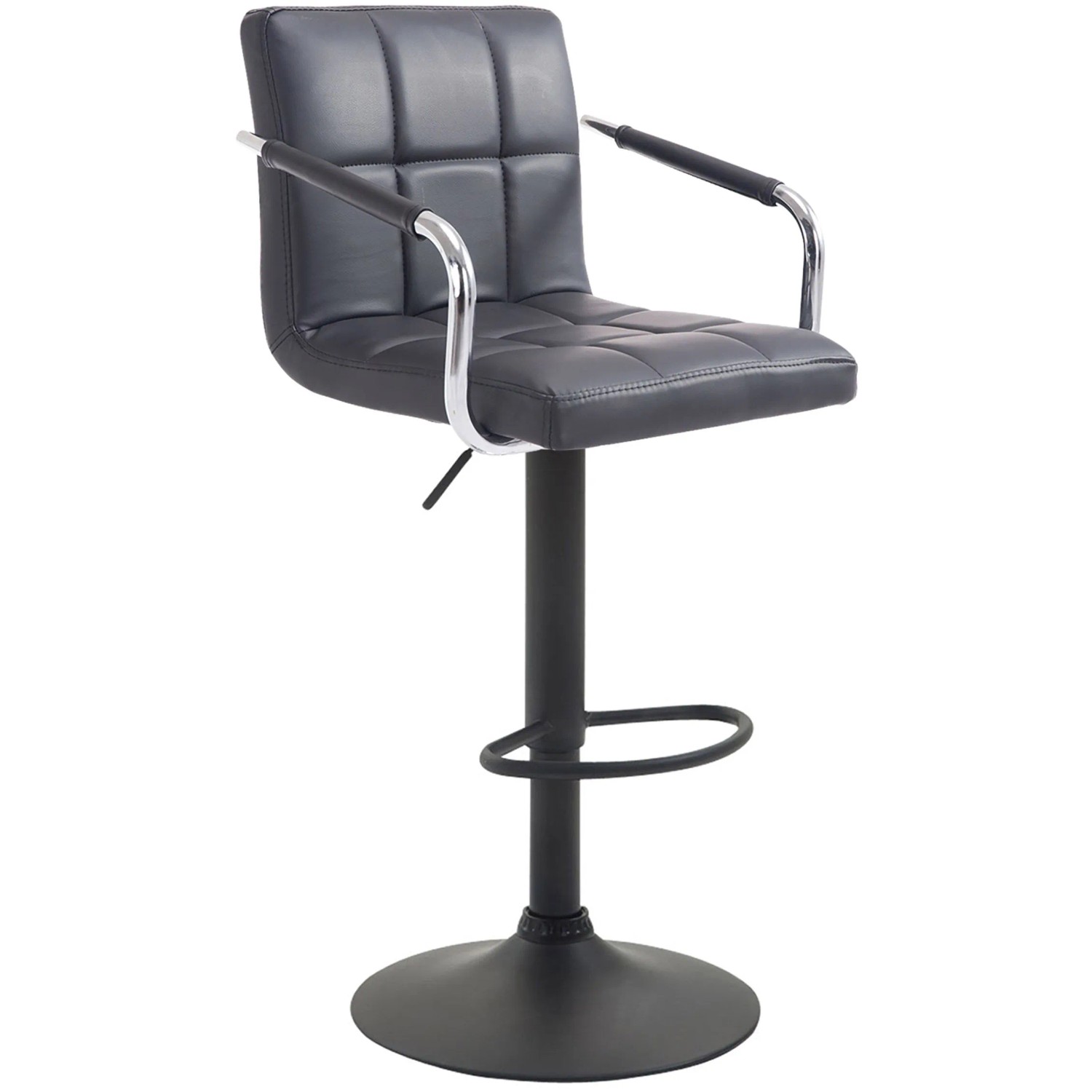 DELUKE Barhocker MINOR Kunstleder Schwarz 54x46x91cm Schwarz Barstuhl Höhenverstellbar Mit Lehne Drehbar Tresenhocker Tr...