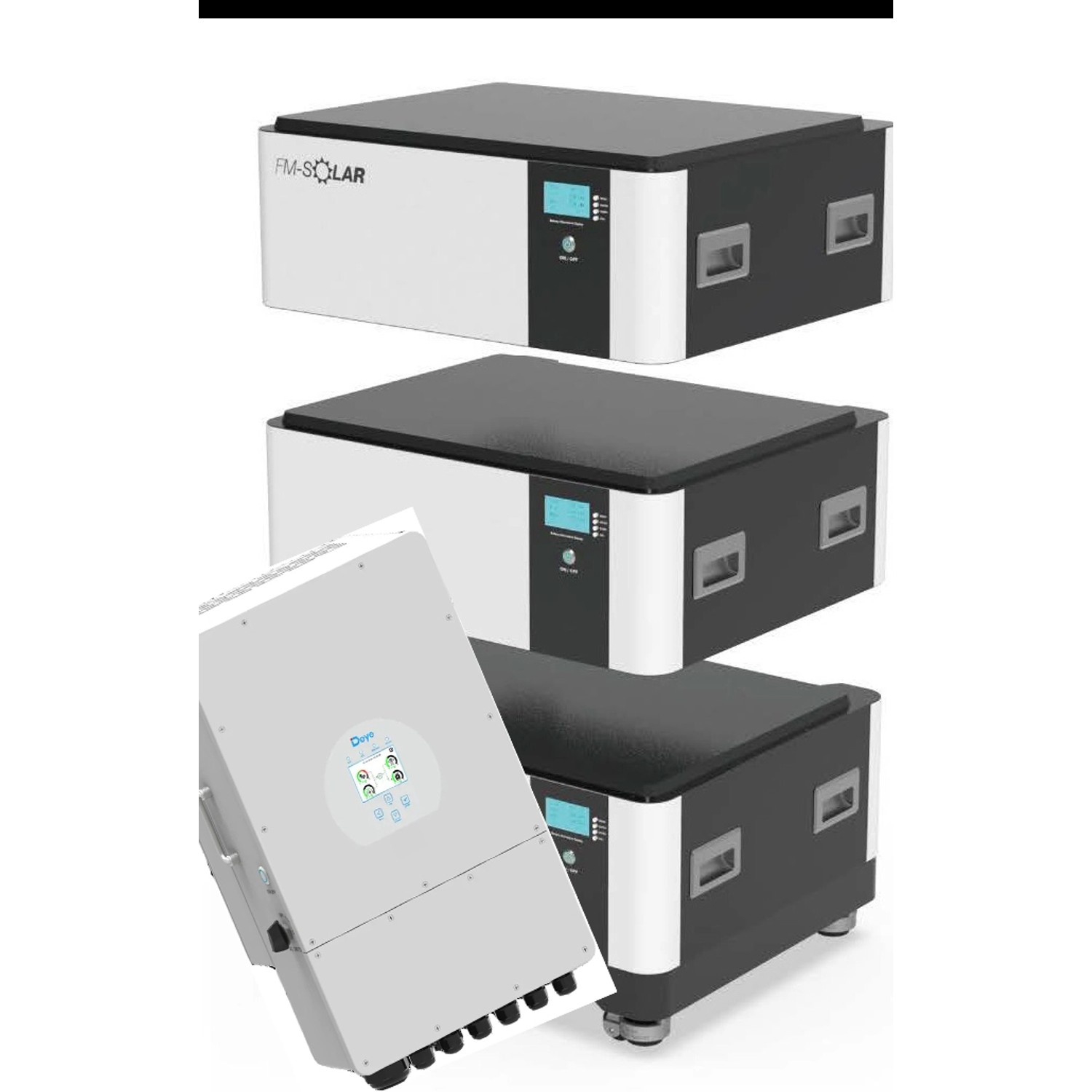 FM-SOLAR Deye 3-Phasen Hybrid-Wechselrichter On/Off-Grid 12kW PV Solar + 45kWh Stapel Batterie Speicher