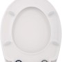 Weißer WC-Sitz AquaSu Snake mit Absenkautomatik, Duroplast, Top-Fix Befestigung.