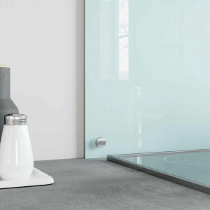 DELUKE Küchenrückwand Glas 90x40cm Weiß Wandverklediung Küche Wandschutz Spritzschutz Herdspritzschutz Glasplatte