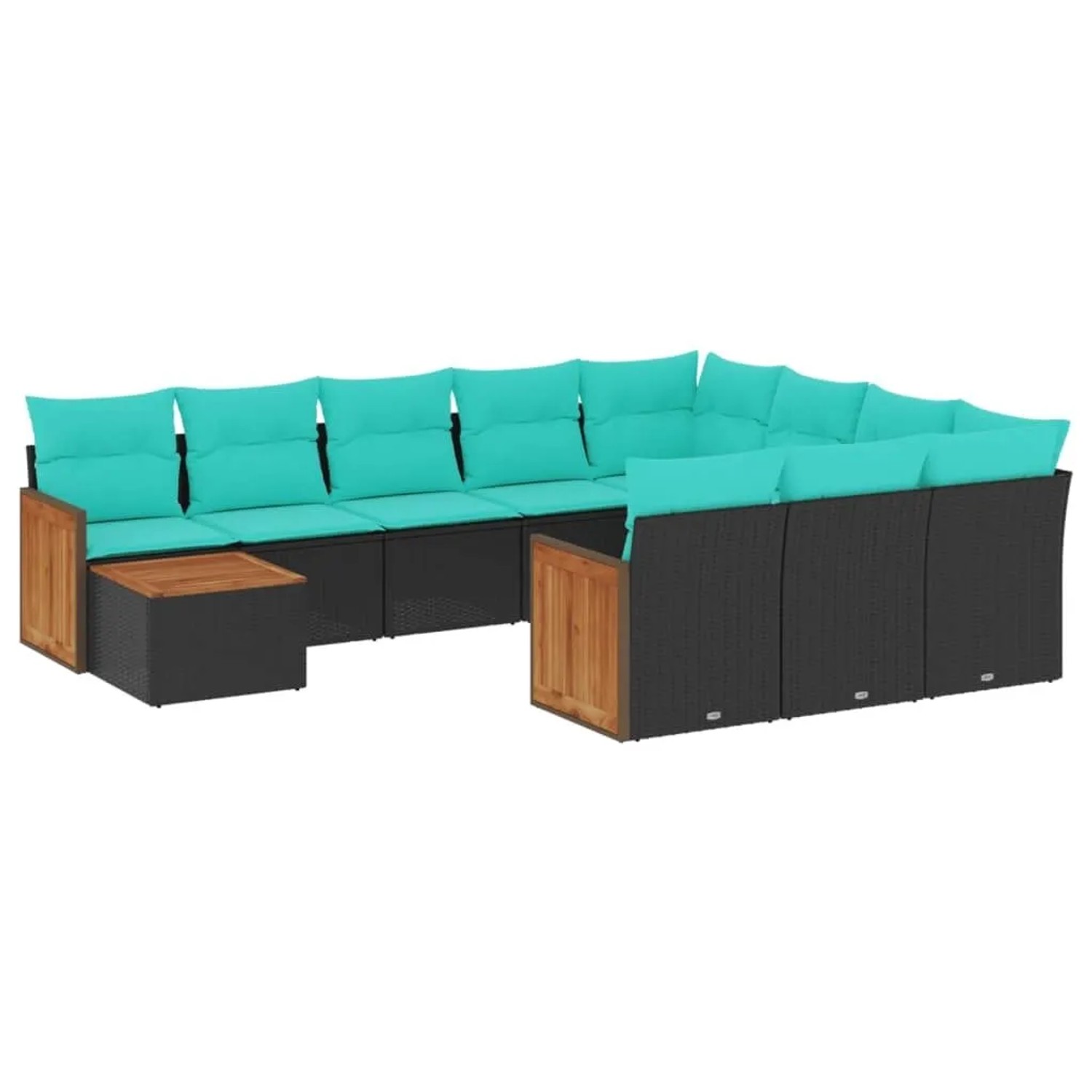 vidaXL 11-Tlg Gartensofa-Set mit Kissen Schwarz Polyrattan 3228045 günstig online kaufen