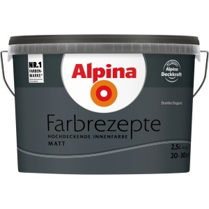 Alpina Farbrezepte Dunkle Eleganz, matte Innenfarbe im 2,5 Liter Eimer.
