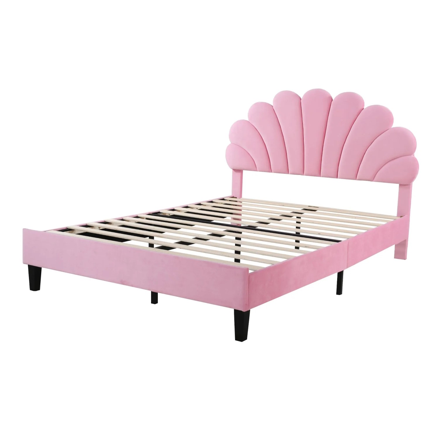 okwish Polsterbett 140×200 Kinderbett mit Kopfteil in Blumenform und Lattenrost ohne Matratze