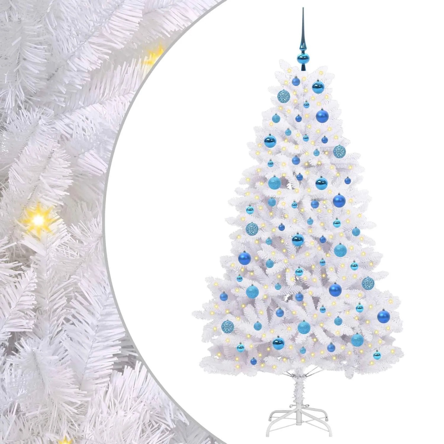 vidaXL Künstlicher Klappbarer Weihnachtsbaum Weiß 180 cm PVC und Stahl 3426601