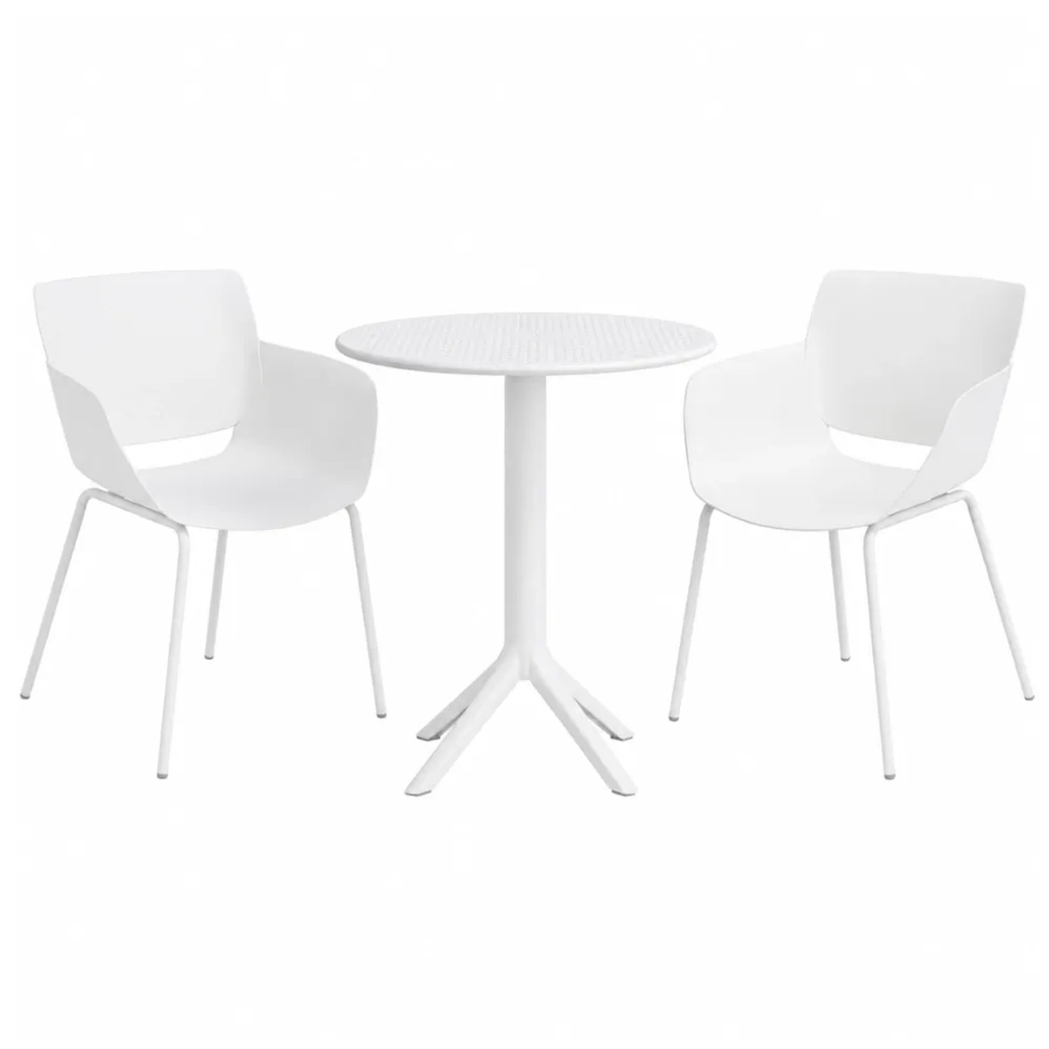 DELUKE Gartenmöbel-Set SARA mit 2 Stühlen 168x60x80cm Kunststoff Weiß Balkonset Gartenset Tisch mit Stühlen Bistroset Outdoor