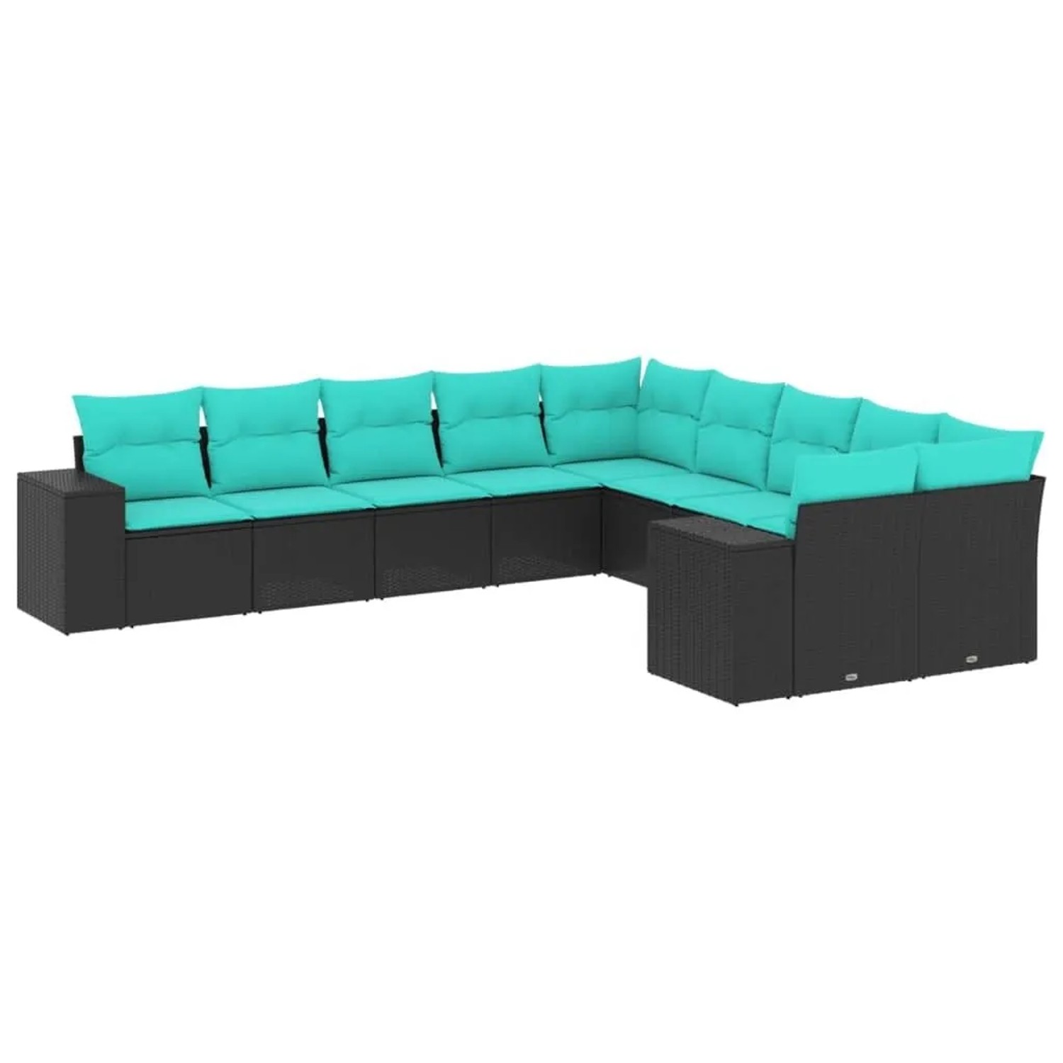 vidaXL 10-Tlg Gartensofa-Set mit Kissen Schwarz Polyrattan 3223106 günstig online kaufen