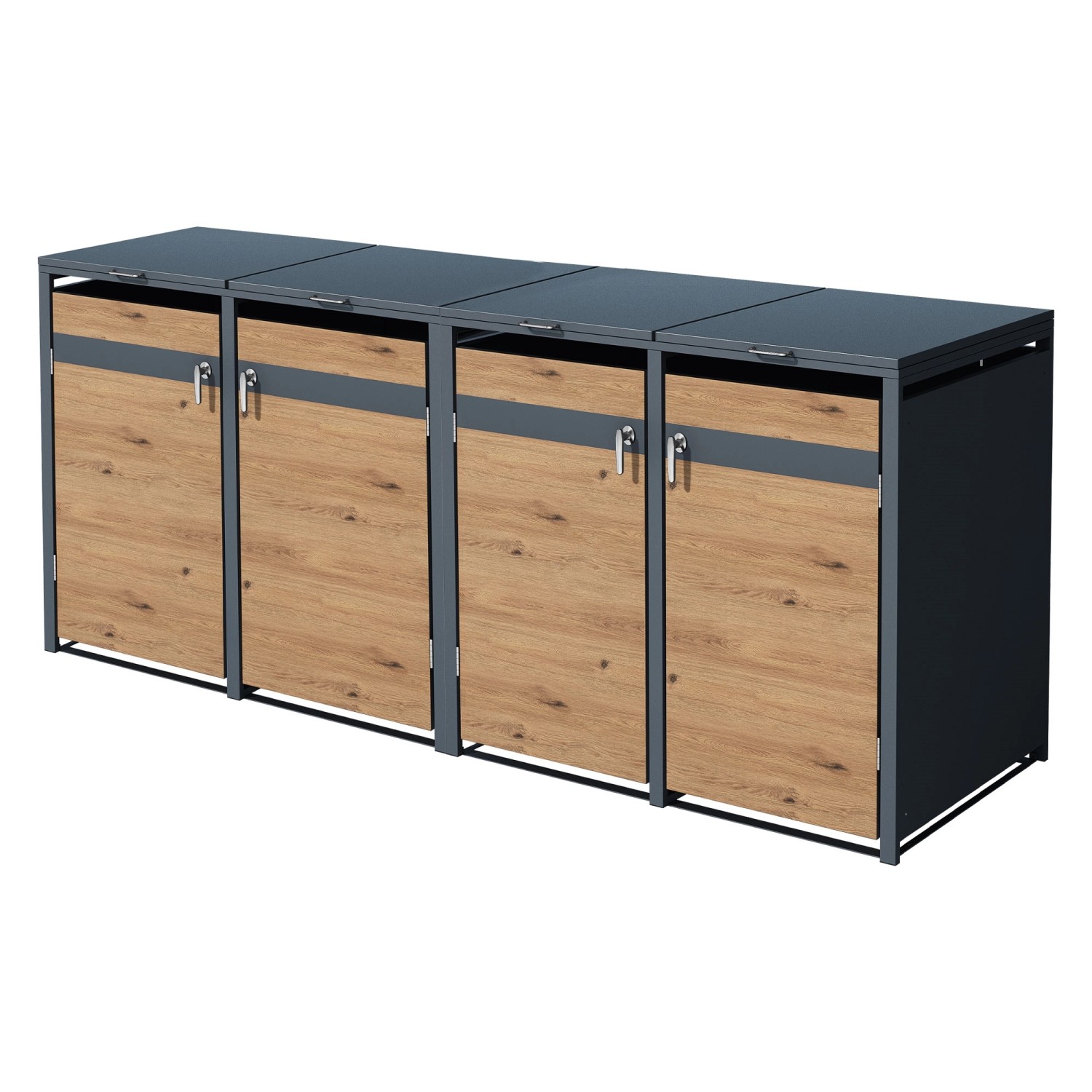 ML-Design Mülltonnenbox 4Er 264x80x116,3cm 240L Anthrazit-Eichenoptik günstig online kaufen