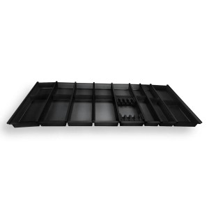 SOTECH Cuisio Besteckeinsatz Höhe 55mm Transluzent Anthrazit mit Messerblock Für Blum Legrabox 473mm Korpusbreite 1200mm