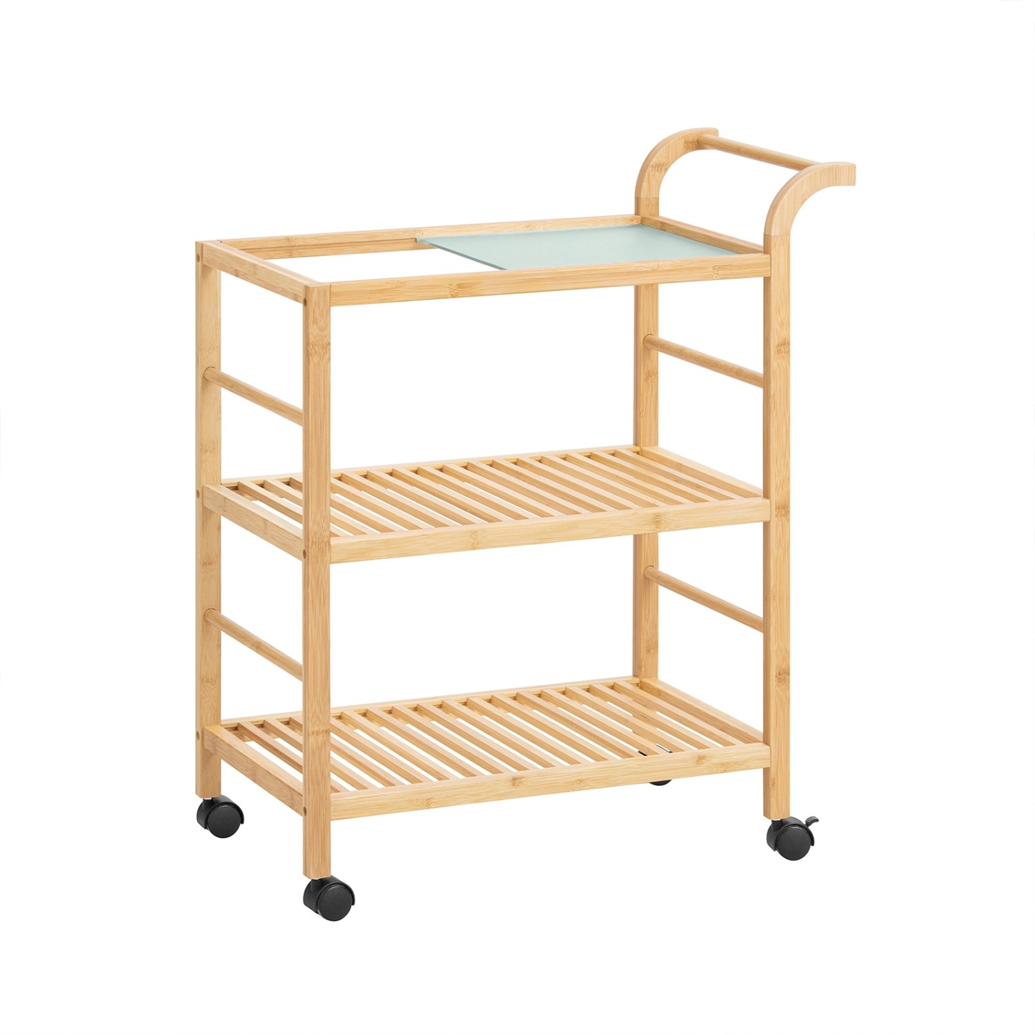 SoBuy Servierwagen mit Rollen Küchenwagen Küchenregal Natur 65x80x35cm SVW2 günstig online kaufen