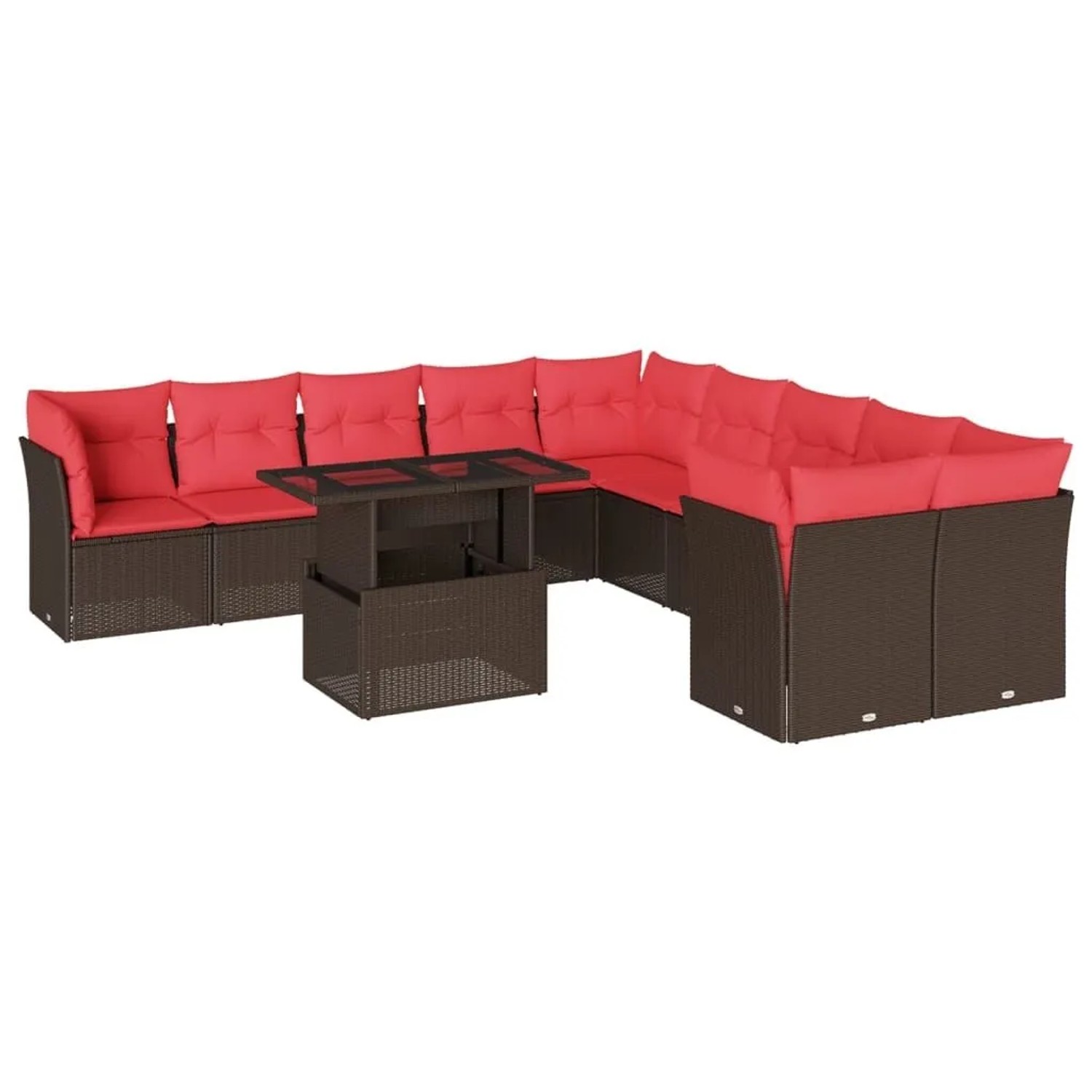 vidaXL 11-Tlg Gartensofa-Set mit Kissen Braun Polyrattan 3266884 günstig online kaufen