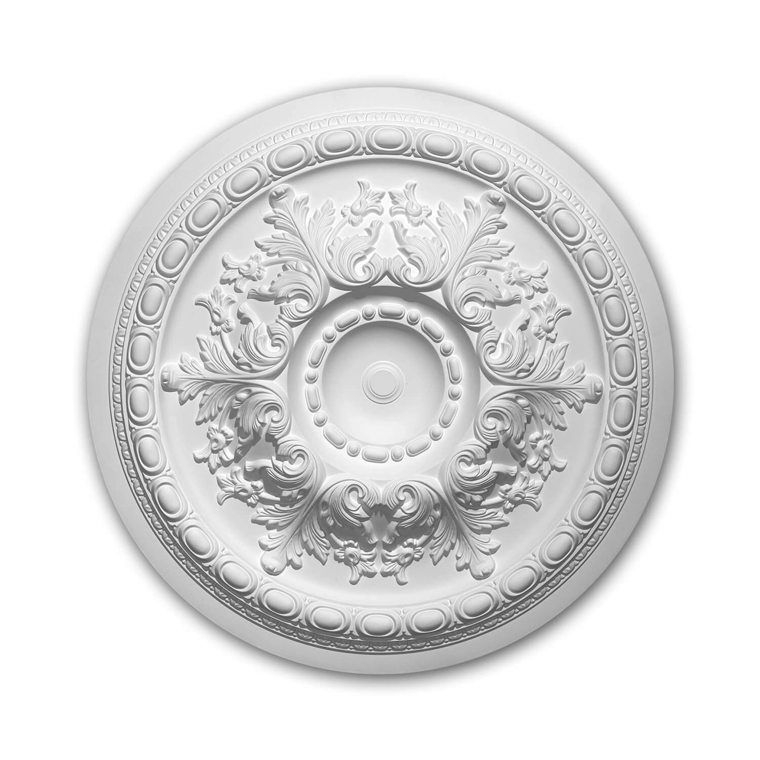 PROFHOME 156054 RoSette Medallion Zierelement 70,6 cm 70,6 cm x 70,6 cm x 6,9 cm Weiß
