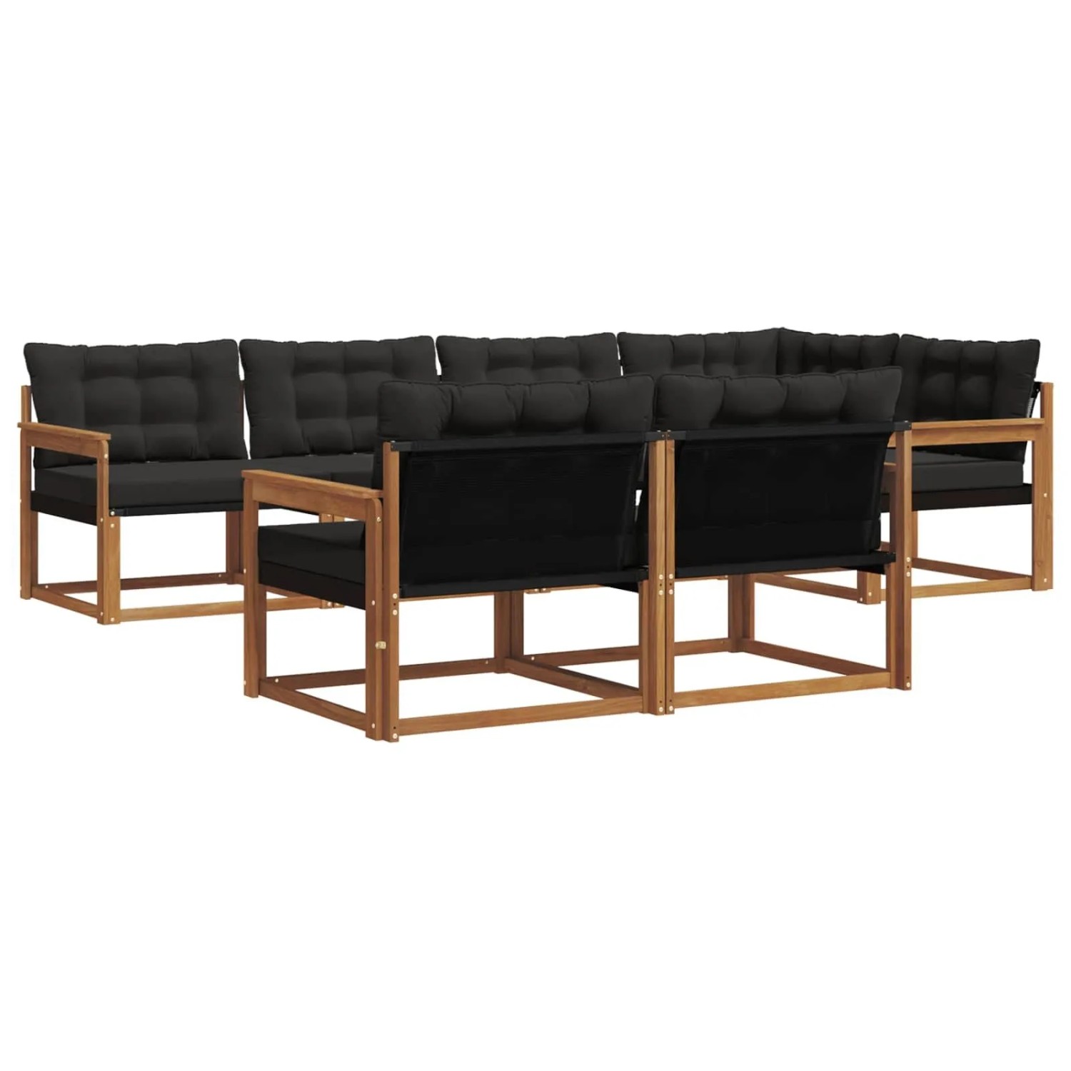 vidaXL Outdoor-Sofagarnitur mit Kissen 7-Tlg Natur und Schwarz 3369547