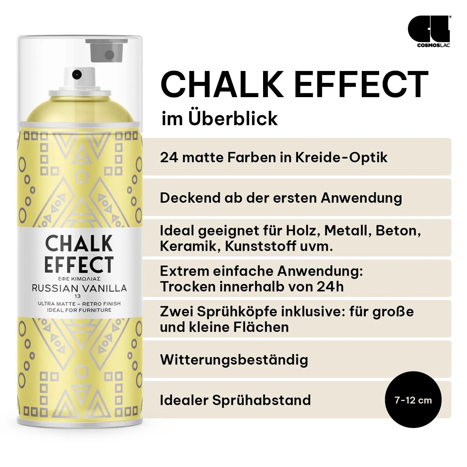 COSMOS LAC Kreidefarbe Spray Chalk Effect Hochwertige Chalky Kreidesprühfarbe Farbspray Spray Paint Farbe Russisches Vanille_3