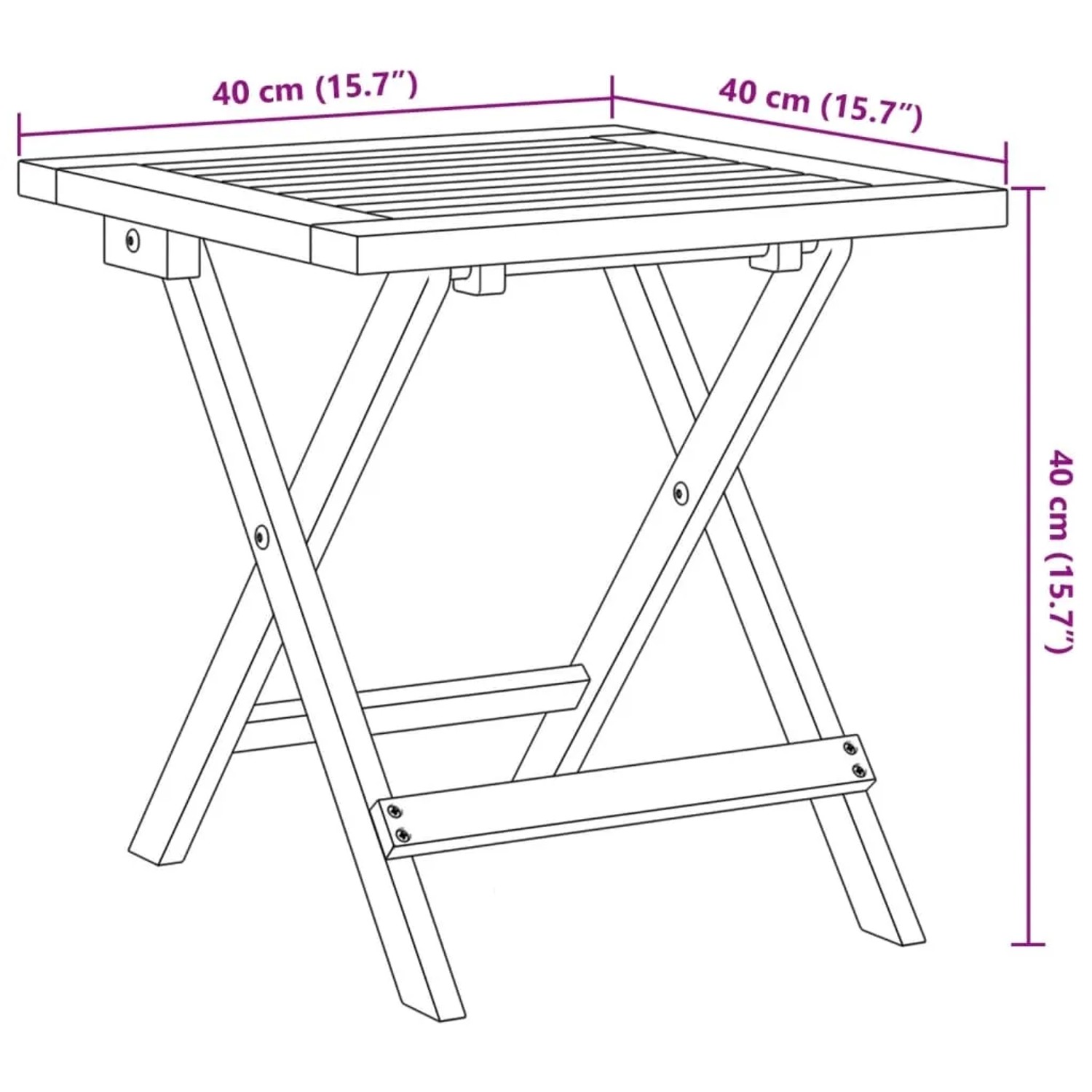 vidaXL Tisch, Akazienholz massiv, 40x40x40cm, Teil des Sonnenliegen Sets