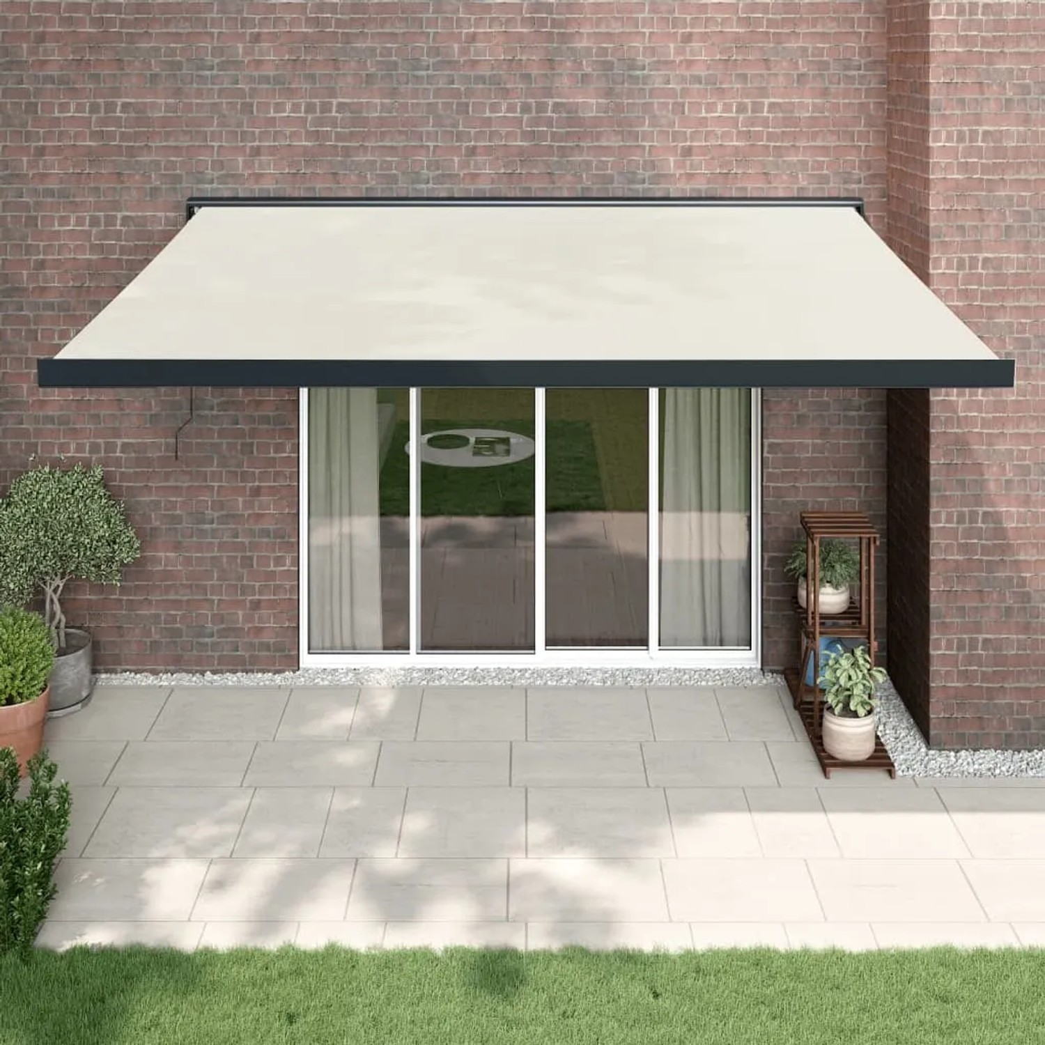 furnicato Markise Einziehbar Creme 4x3 m Stoff und Aluminium