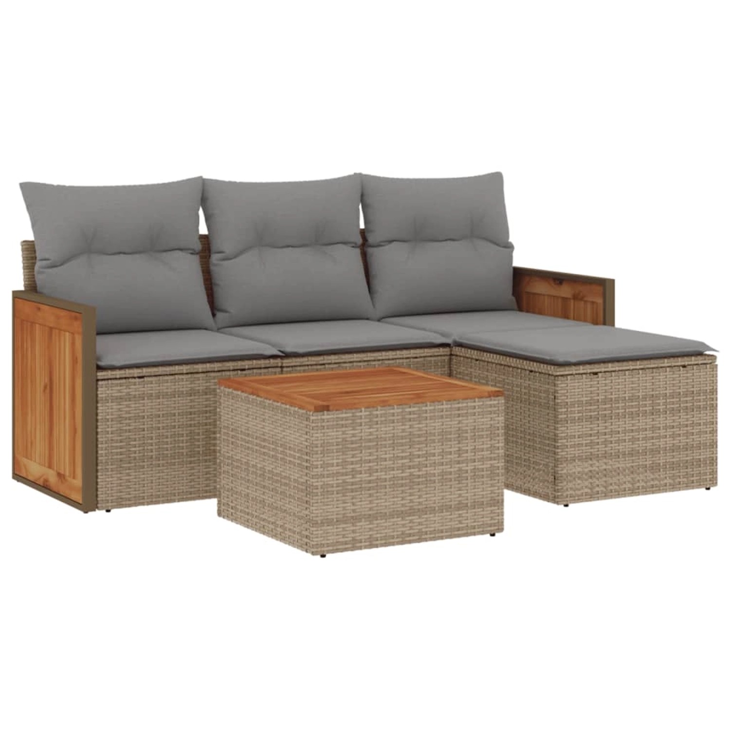 vidaXL 5-Tlg Garten-Sofagarnitur mit Kissen Beige Poly Rattan 3259994 günstig online kaufen