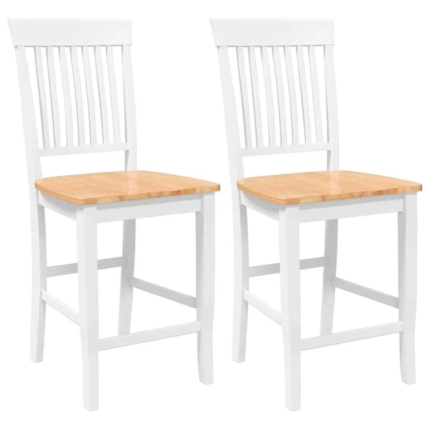 vidaXL Barhocker 2 Stk Weiß Massivholz Gummibaum 4102573