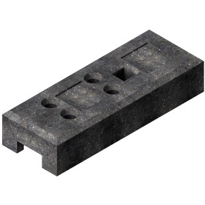 Bauzaunfuß aus Kunststoff, 16 kg, mit 4 Löchern zum Einstecken von Bauzäunen.