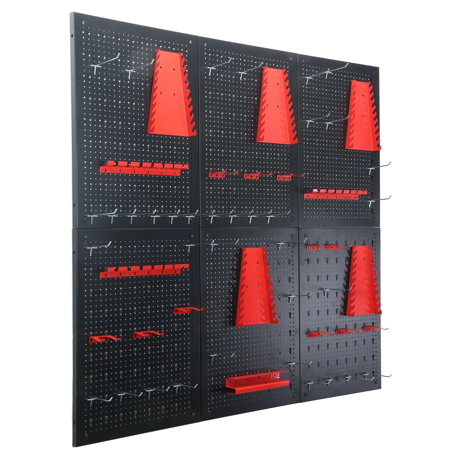 Floordirekt Werkzeugwand Parker Lochwand Set Werkzeughalter Schwarz Rot 6 Platten