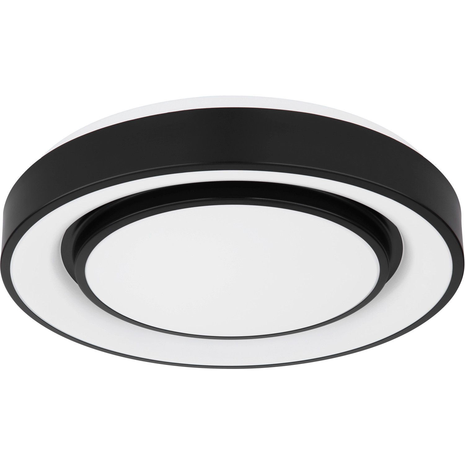 Runde LED Deckenleuchte Sully, Ø 38cm, schwarz/opal, mit Farbwechsel und Dimmfunktion.