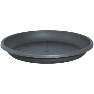 Anthrazitfarbener Geli Cylindro Blumentopfuntersetzer, Ø 45 cm, aus Kunststoff.