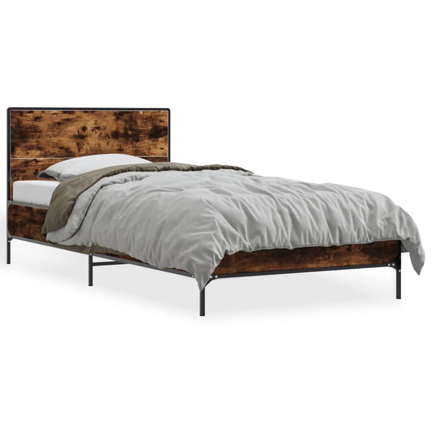 vidaXL Bettgestell Räuchereiche 100x200 cm Holzwerkstoff und Metall 845524 günstig online kaufen