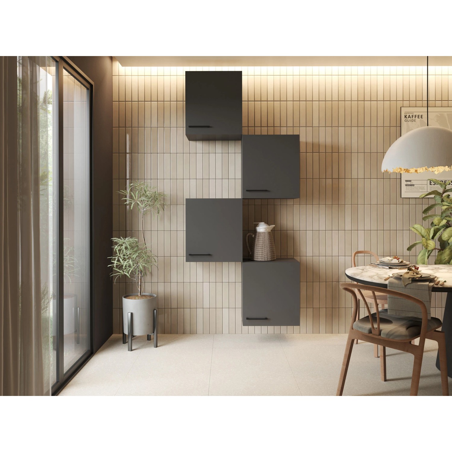 Respekta Wandschrankkombination Oliver 4 Teilig 50 cm Grau Matt