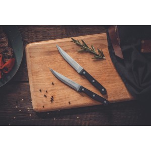 Nirosta Steakmesser Mega, 2er-Set, 21 cm, schwarz. Küchenhelfer zum Schneiden von Steak und Pizza.