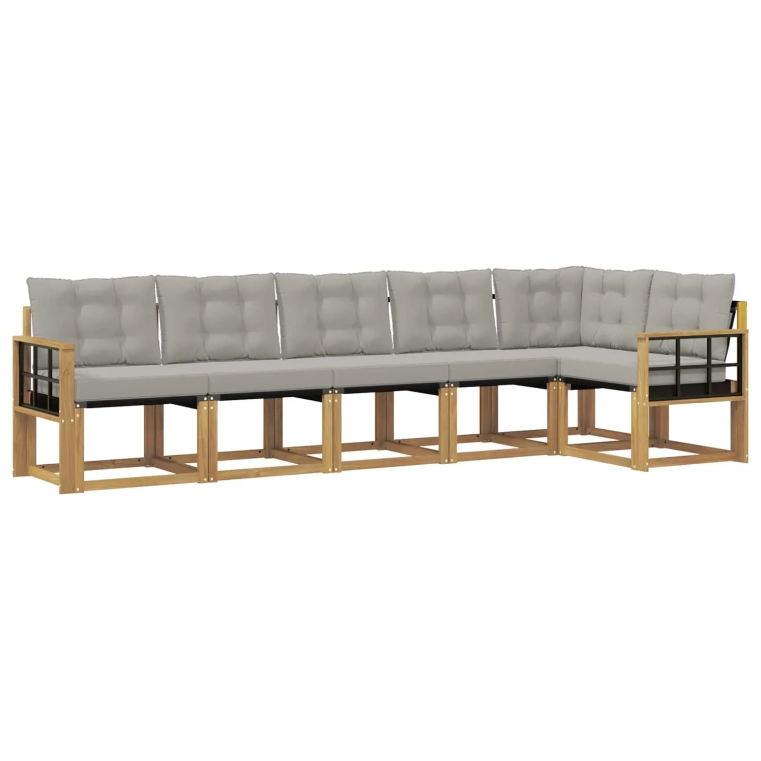 vidaXL Outdoor-Sofagarnitur mit Kissen 6-Tlg Weiß und Hellgrau 3389529
