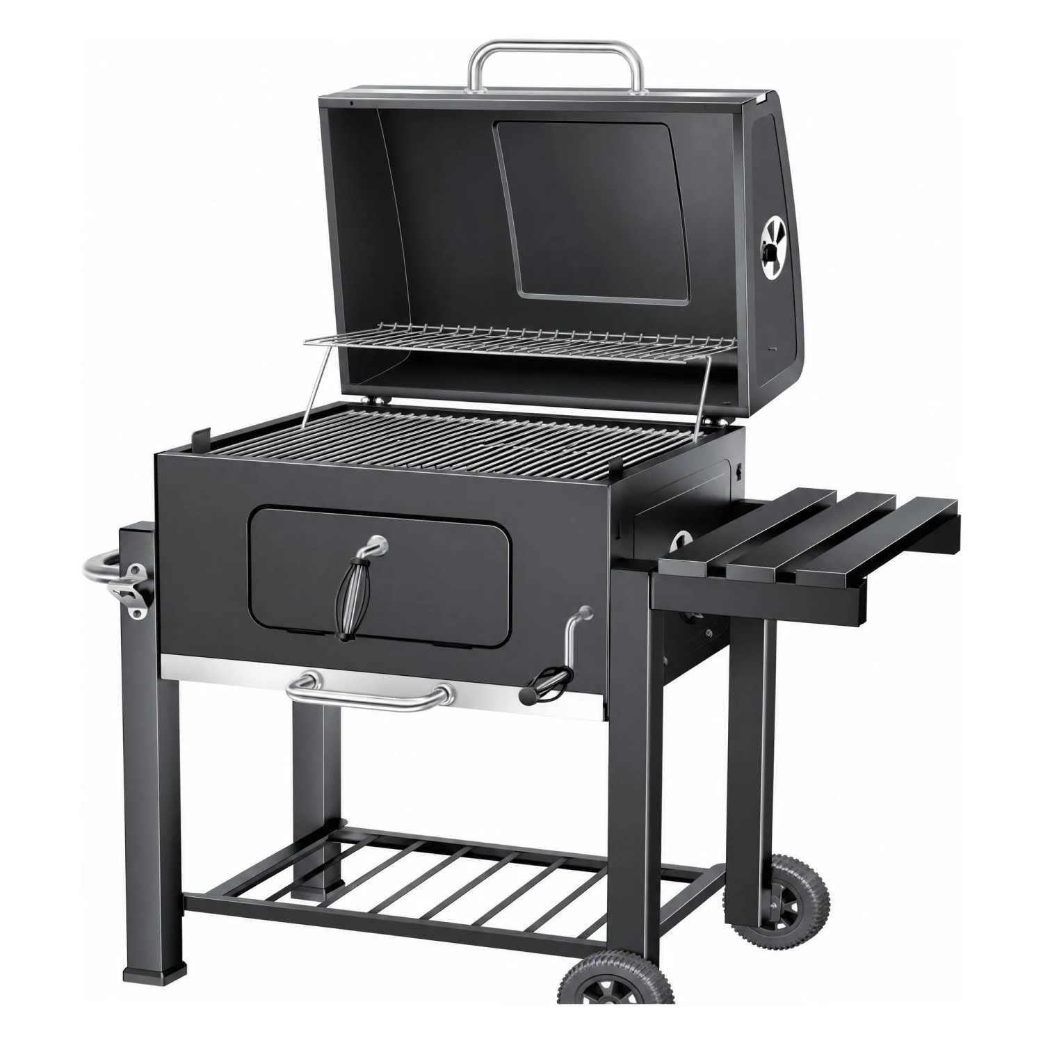 KESSER Holzkohlegrill Grillwagen mit Deckel Größe XL Farbe Grau mit Set