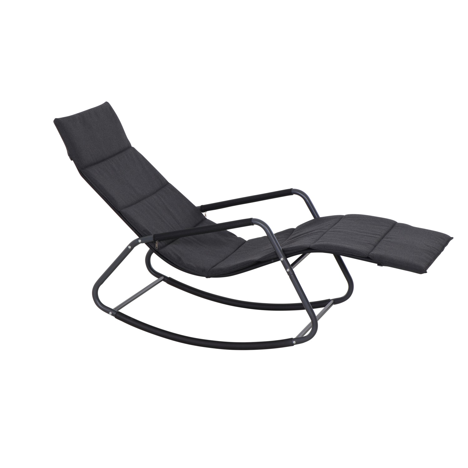 Schwarze Siena Garden Schaukelliege Aliano mit Stahlgestell und Ranotex-Gewebe.