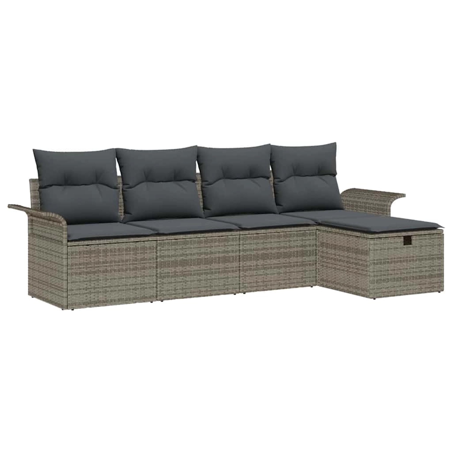 vidaXL Garten-Sofa-Set mit Kissen mit Speicher 5-Tlg Grau Poly Rattan 33601 günstig online kaufen