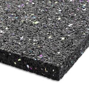 Schwarze KARAT Antivibrationsmatte/Schallschutzmatte aus Gummigranulat, Stärke 1,97 cm.