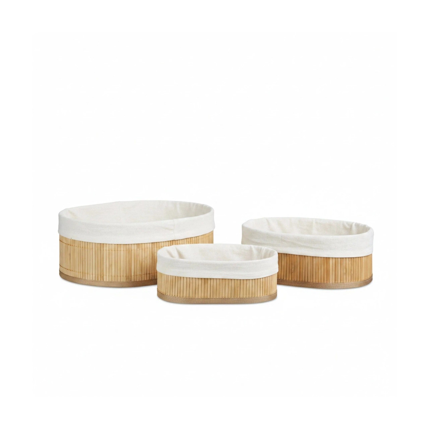 Relaxdays Regalkorb Set Bambus Natur Dreiteilig Oval 12,5 cm x 32 cm x 22 cm 10,5 cm x 26,5 cm x 17 cm 9 cm x 23 cm x 14,5 cm
