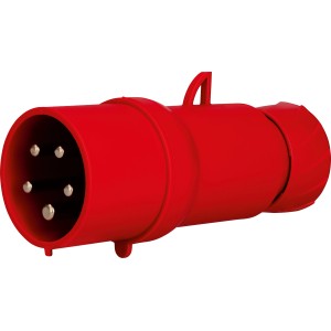 Roter Schneider Electric CEE-Stecker 32A mit Schneidklemmen für sichere Stromverbindungen.