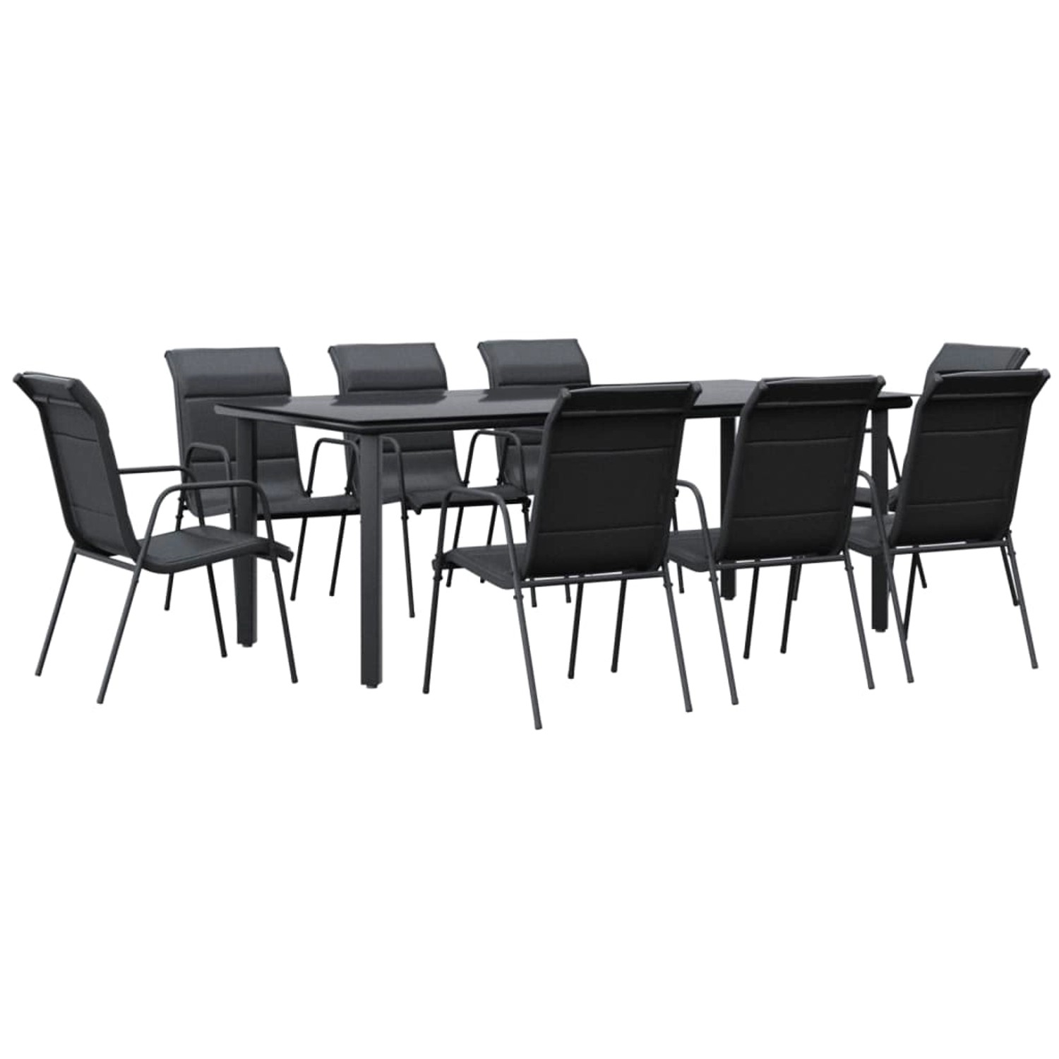 vidaXL 9-Tlg Garten-Essgruppe Schwarz Stahl und Textilene 3200717 günstig online kaufen