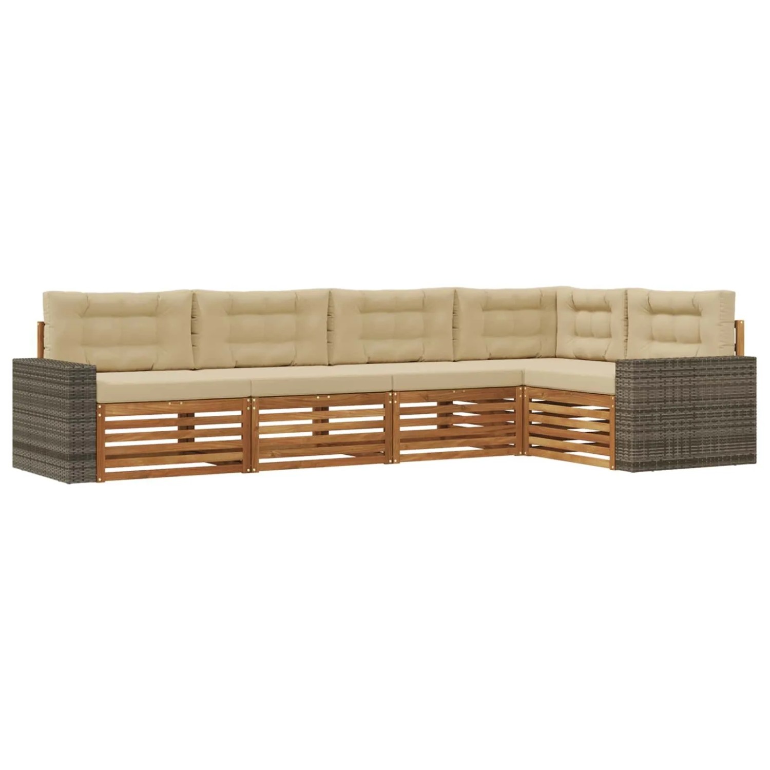 vidaXL Outdoor-Sofagarnitur 5 Stk Natur und Beige 331 x 172,5 x 73 cm 3383371