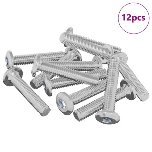 vidaXL Kopf-Sicherungsschraube 12 Stk Silber M6 x 30 mm Stahl 864578