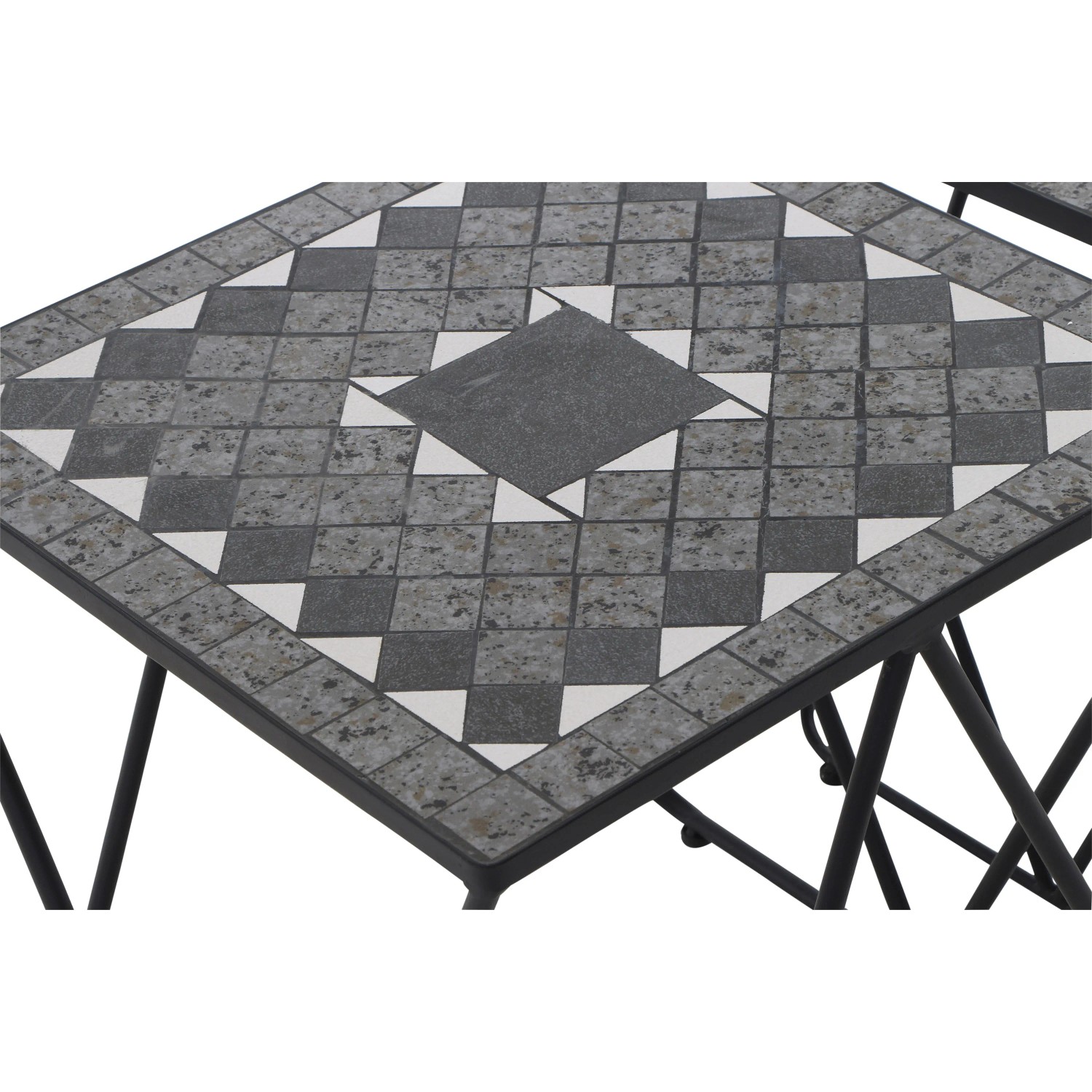 Quadratischer Gartentisch Siena Garden Como, grau, 51x51 cm mit Mosaikmuster.