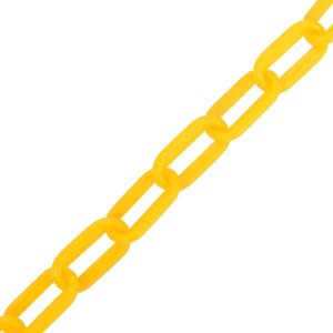 Gelbe DELUKE Absperrkette aus Kunststoff, 6 mm Durchmesser, zur Kennzeichnung von Gefahrenbereichen.