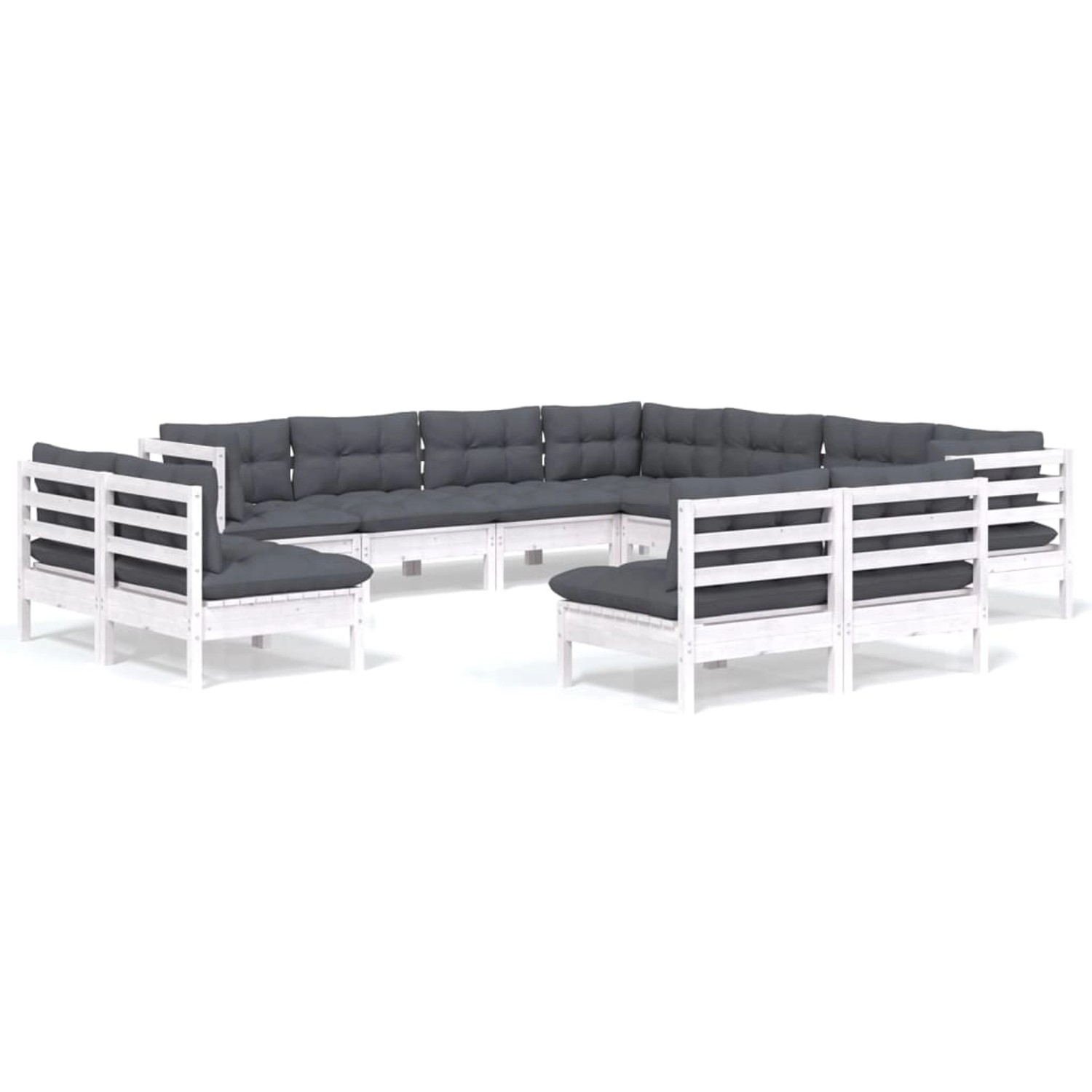 vidaXL 11-tlg Garten-Lounge-Set mit Kissen Weiß Massivholz Kiefer Modell 3 günstig online kaufen