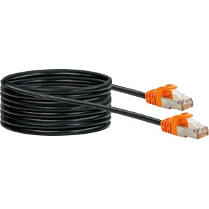 Schwaiger CAT7 Netzwerkkabel, 10m, orange/schwarz, für schnelle Datenübertragung im Netzwerk.