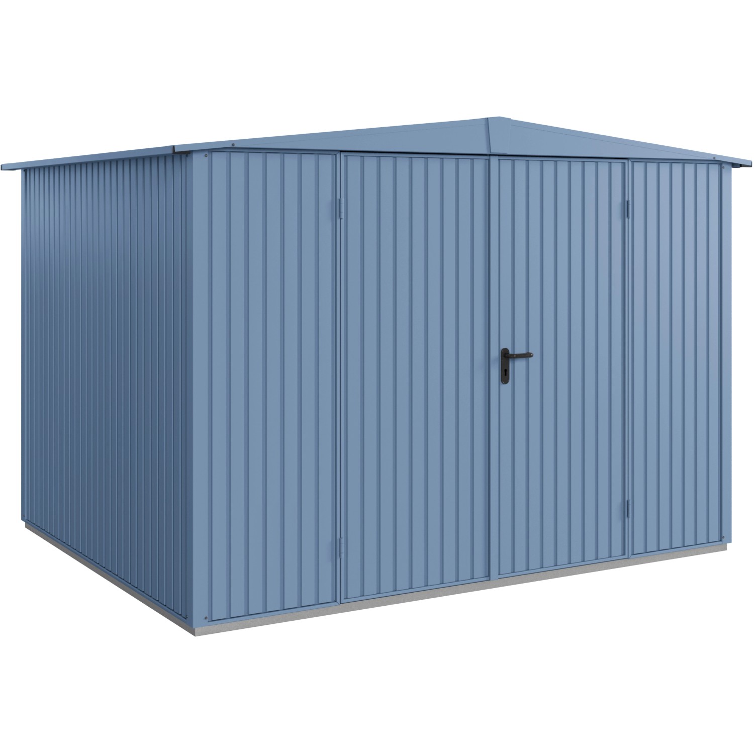 Ecostar Gerätehaus Trend mit Satteldach Typ 3 RAL5014 Taubenblau Doppeltür