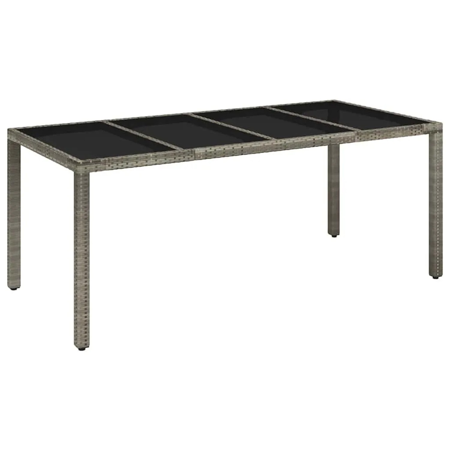 Furnicato Gartentisch Mit Glasplatte Grau 190x90x75 Cm Poly Rattan